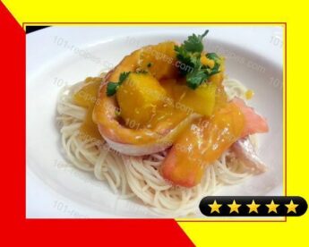 Spaghetti And Salmon In Mango Sauce recipe