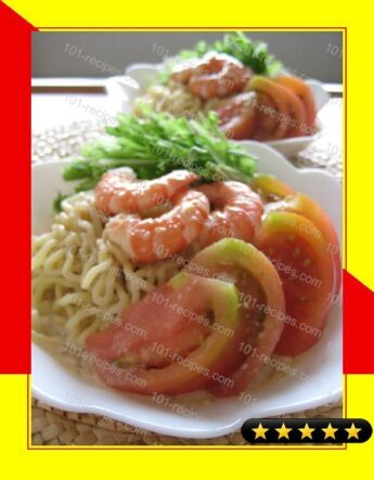 Shrimp and Tomato Cold Noodles with Sesame Sauce recipe