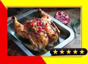 Roasted Chicken with Garlic Sage Butter & Pomegranate Glaze recipe