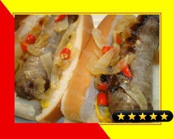 Beer Brats With Onions and Peppers recipe