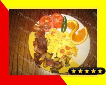 Pepperoni Scrambler With Bacon and Potatoes recipe