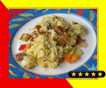 Scrambled Eggs/Bacon, Potatoes, Peppers and Onions and Sausage recipe