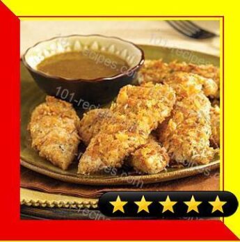 Oven "Fried" Chicken Fingers with Honey-Mustard Dipping Sauce recipe