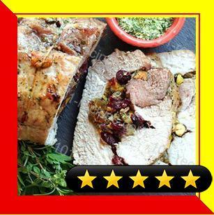 Herb Salted Pork Loin with Dried Fruit & Pistachio Stuffing recipe