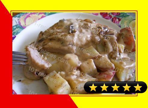 Pork Chops and Potatoes with Mushroom Gravy recipe