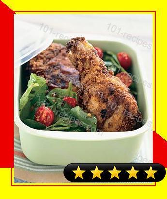 Buttermilk Fried Chicken with Spinach Tomato Salad recipe